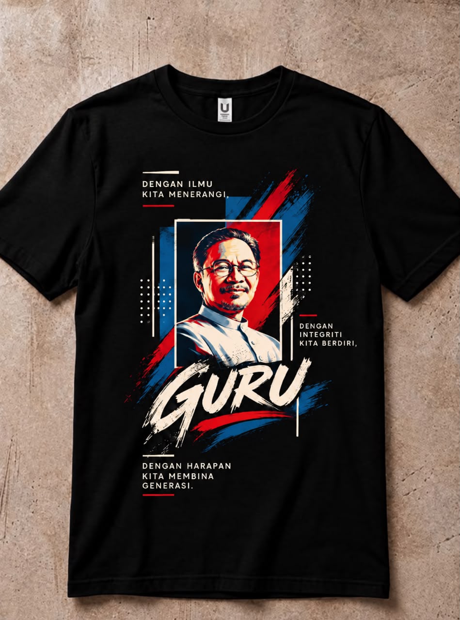 Black microfiber round-neck T-shirt with one-side full-colour HD print featuring a guru design